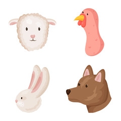 Isolated object of farm and head sign. Set of farm and homemade vector icon for stock.