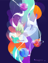 Concept in flat style with woman falling down with book - 266754905