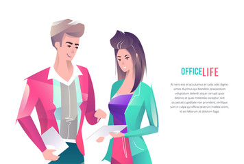 Concept in flat style with office workers. - 266754979
