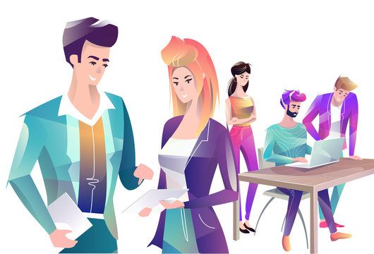 Concept in flat style with office workers