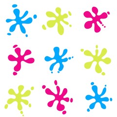 Fototapeta na wymiar Pattern for seamless background colorful blots and drops blue, yellow, pink, rose, white