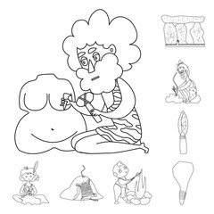 Vector design of primitive  and archeology icon. Collection of primitive  and history  stock symbol for web.