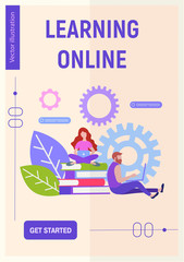 Vector flat illustration learning online concept