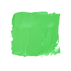 Art texture abstract green paint square spot  isolated on white background - Image