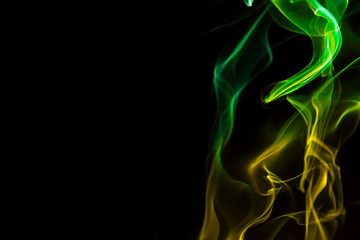 Colored smoke on black background