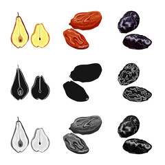 Vector design of food  and raw  icon. Collection of food  and nature   stock vector illustration.