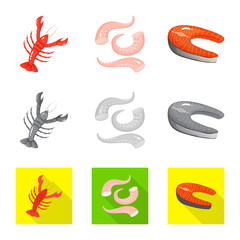 Fototapeta premium Vector design of fresh and restaurant symbol. Set of fresh and marine stock vector illustration.