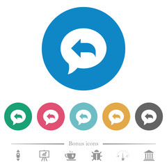 Reply message flat round icons