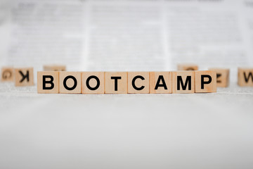 Bootcamp Word Written In Wooden Cube