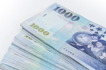 1000 New Taiwan Dollars isolated on white background