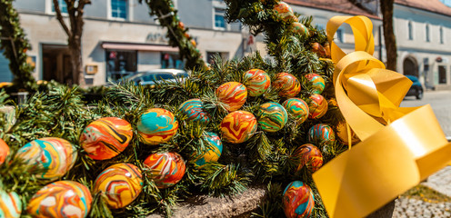 Fototapeta premium Traditional bavarian easter well at Ortenburg-Bavaria-Germany