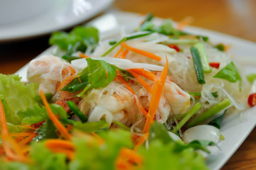 spicy salad or vermicelli and shrimp salad