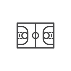 Basketball field top view line icon. linear style sign for mobile concept and web design. Basketball stadium outline vector icon. Symbol, logo illustration. Pixel perfect vector graphics