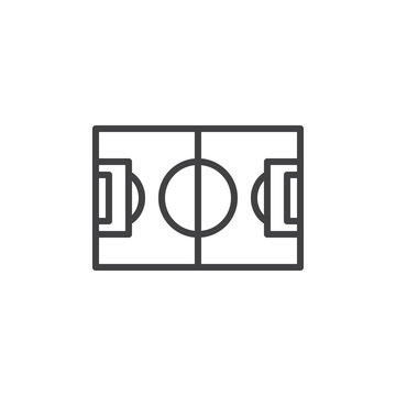 Soccer field top view line icon. linear style sign for mobile concept and web design. Football field scheme outline vector icon. Symbol, logo illustration. Pixel perfect vector graphics