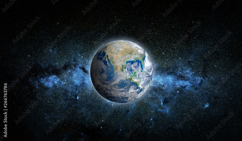 Poster planet earth and star. elements of this image furnished by nasa.