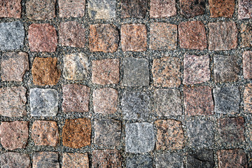 natural granite cobblestone texture. top view