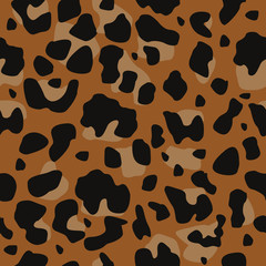 Seamless leopard pattern, print, texture. Vector illustration. Abstract animal background for creative design of textiles, fabrics and other surfaces