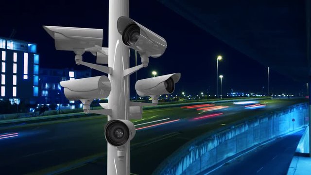 Surveillance cameras in a highway
