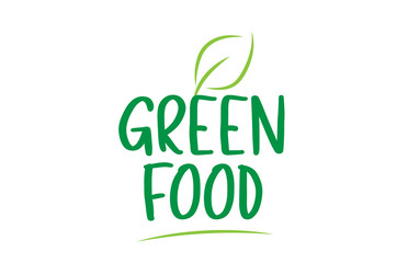 green food green word text with leaf icon logo design