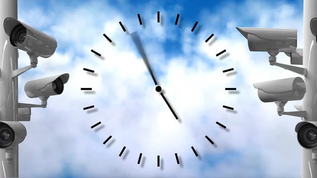 Surveillance cameras and clock