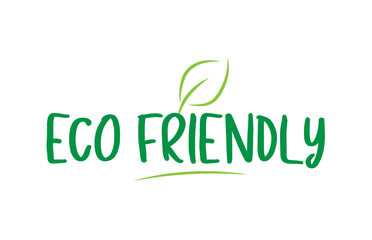 eco friendly green word text with leaf icon logo design