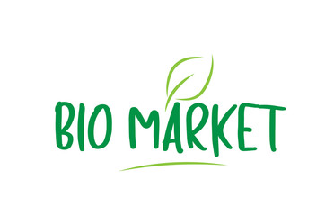 Fototapeta premium bio market green word text with leaf icon logo design