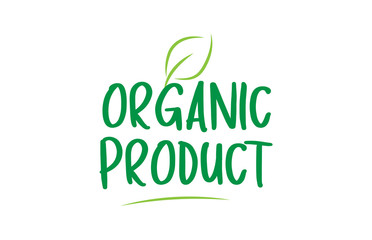 organic product green word text with leaf icon logo design