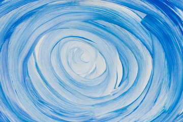 Fototapeta premium blue painted circle pattern on white paper background texture