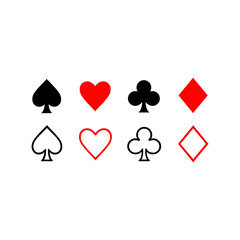 Suit of playing cards. Vector illustration symbols isolated on white background