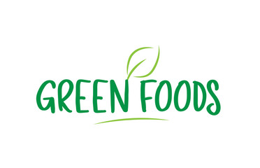 green foods green word text with leaf icon logo design