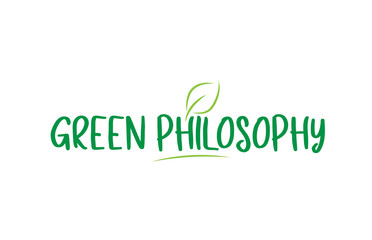 green philosophy word text with leaf icon logo design