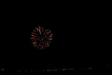Obraz premium firework on black background for celebration party. at phuket thailand merry christmas and happy new year.