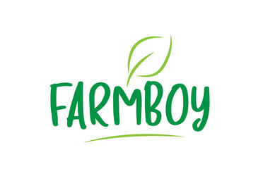 farmboy green word text with leaf icon logo design