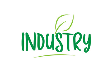 Fototapeta premium industry green word text with leaf icon logo design