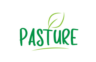 pasture green word text with leaf icon logo design