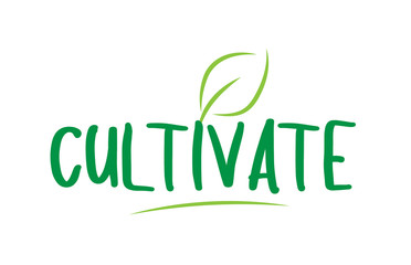 cultivate green word text with leaf icon logo design © dragomirescu