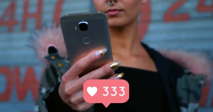 Woman checking on her likes 4k