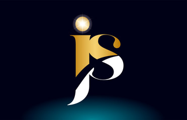 gold golden alphabet letter js j s logo combination company icon design