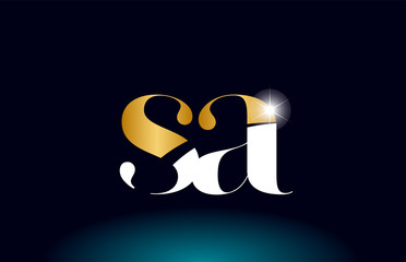 gold golden alphabet letter sa s a logo combination company icon design