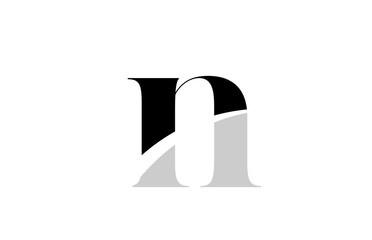 alphabet letter n black and white logo icon design