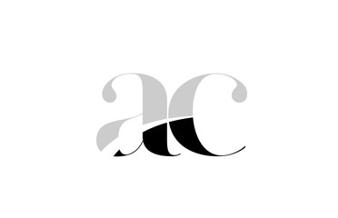 alphabet letter ac a c black and white logo icon design
