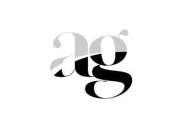 alphabet letter ag a g black and white logo icon design