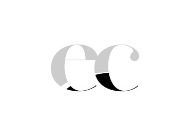 alphabet letter ec e c black and white logo icon design