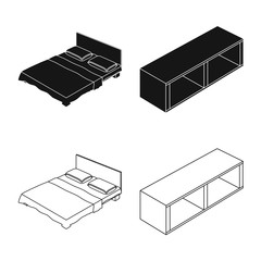 Vector illustration of bedroom and room symbol. Collection of bedroom and furniture stock vector illustration.