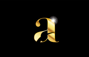 alphabet letter a gold golden metal metallic logo icon design