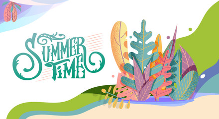 Fototapeta na wymiar Summer decorative template for holiday design