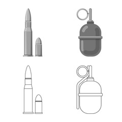 Isolated object of weapon and gun icon. Collection of weapon and army stock vector illustration.