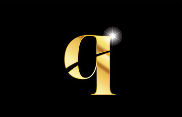 alphabet letter q gold golden metal metallic logo icon design