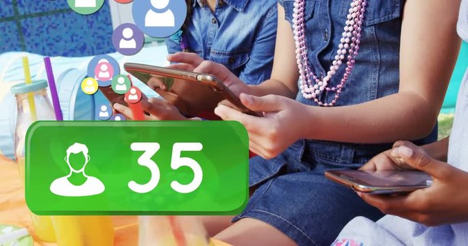 Group of teens checking their followers 4k