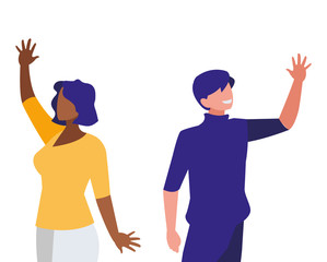 business couple interracial avatars characters